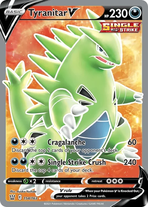 Tyranitar V 154 Pokemon card from Battle Styles set