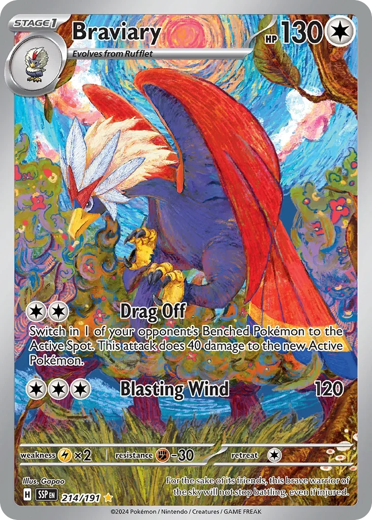 Braviary 214/167 Pokemon card from Surging Sparks set