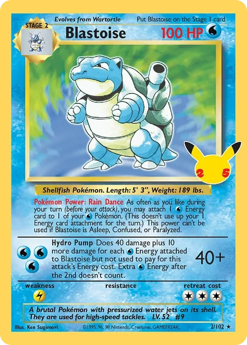 Blastoise 2 Pokemon card from Celebrations set