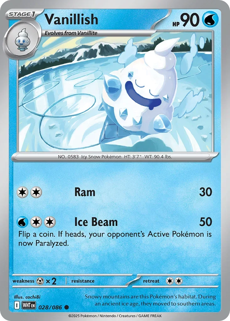 Vanillish 28 Pokemon card from White Flare set