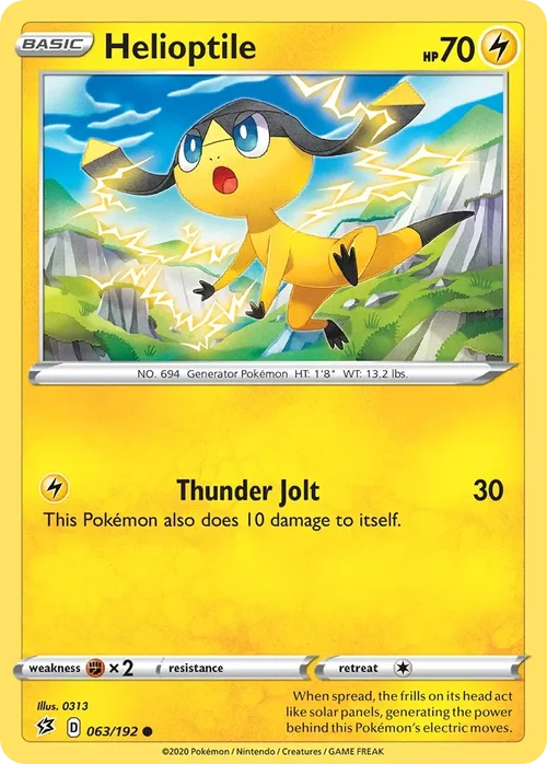 Helioptile 63 Pokemon card from Rebel Clash set