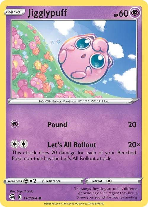 Jigglypuff 110 Pokemon card from Fusion Strike set