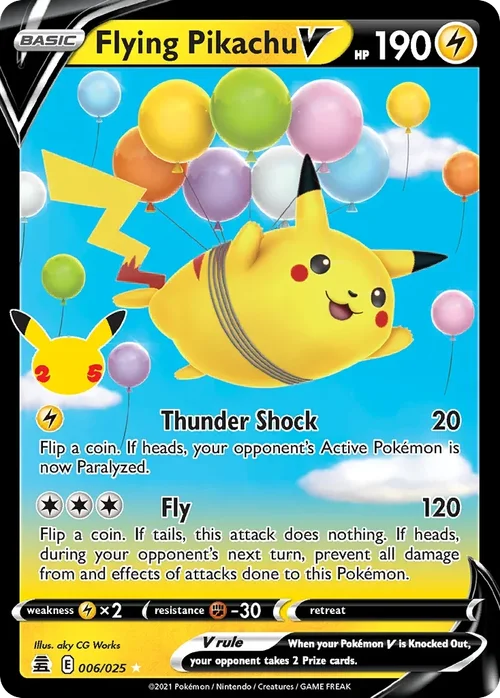 Flying Pikachu V 6 Pokemon card from Celebrations set