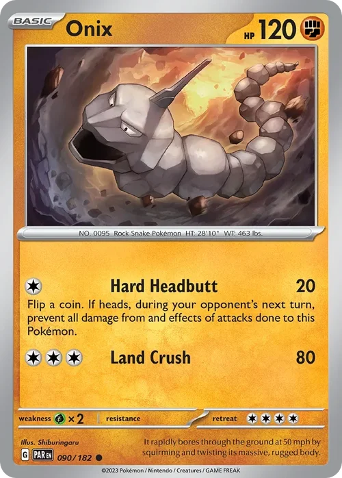 Onix 90 Pokemon card from Paradox Rift set