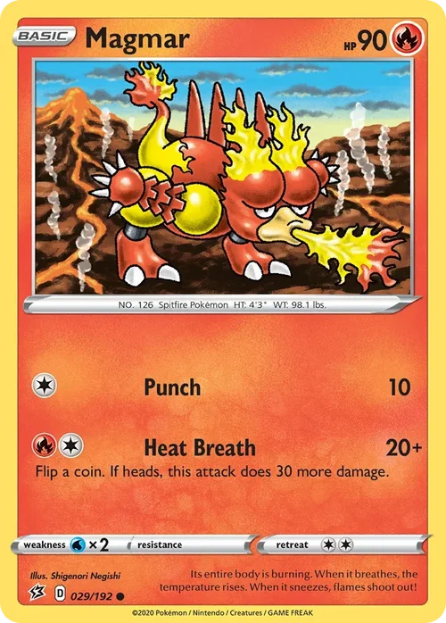 Magmar 29 Pokemon card from Rebel Clash set
