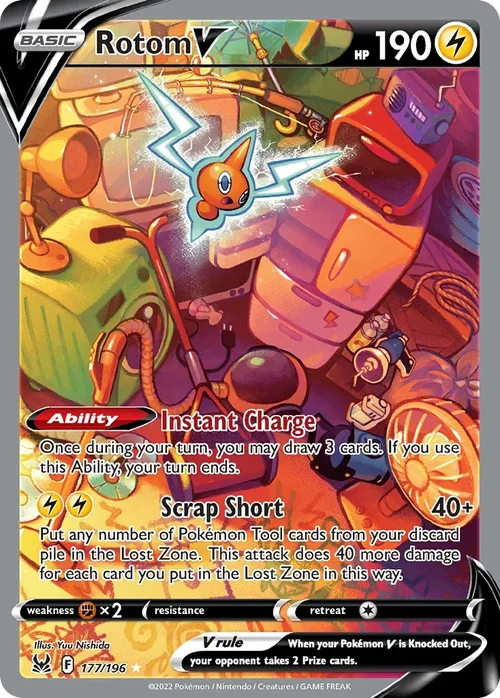 Rotom V 177 Pokemon card from Lost Origin set
