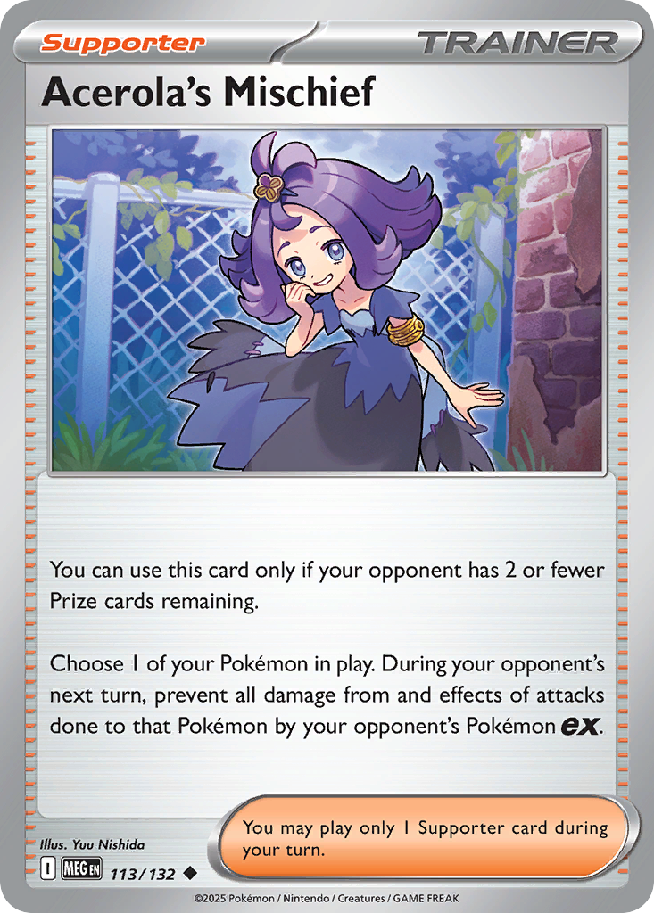 Acerola's Mischief 113 Pokemon card from Mega Evolution set