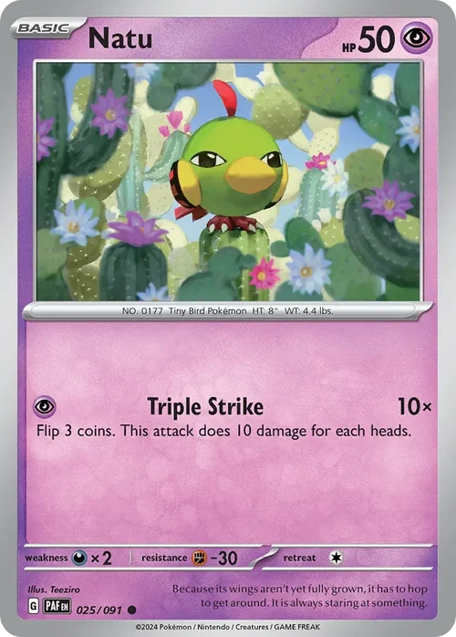 Natu 25 Pokemon card from Paldean Fates set