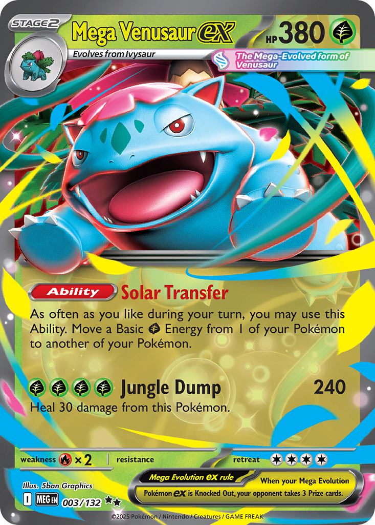 Mega Venusaur ex 3 Pokemon card from Mega Evolution set