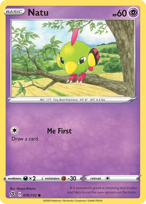 Natu 76 Pokemon card from Rebel Clash set