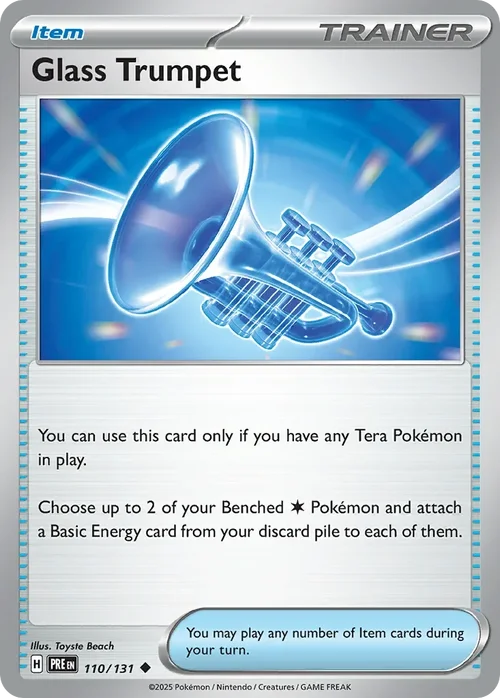 Glass Trumpet 110 Pokemon card from Prismatic Evolutions set