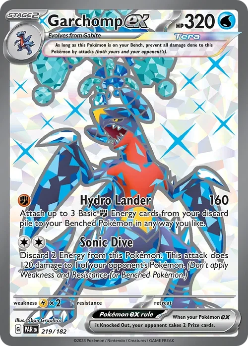 Garchomp ex 219 Pokemon card from Paradox Rift set