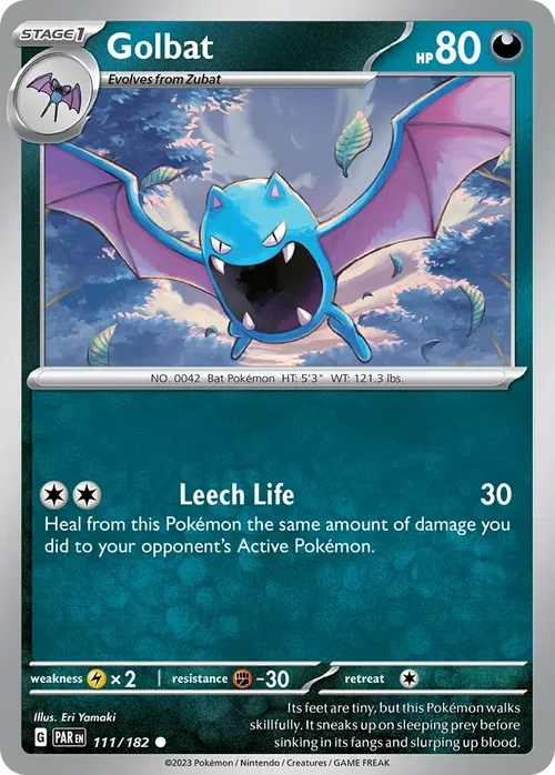 Golbat 111 Pokemon card from Paradox Rift set