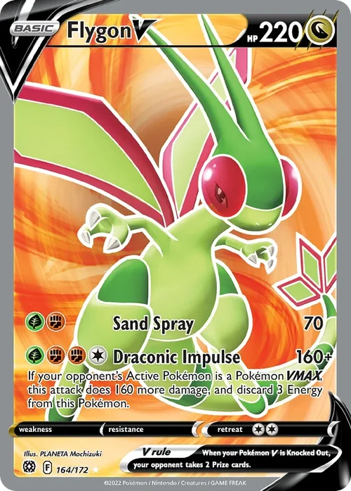 Flygon V 164 Pokemon card from Brilliant Stars set