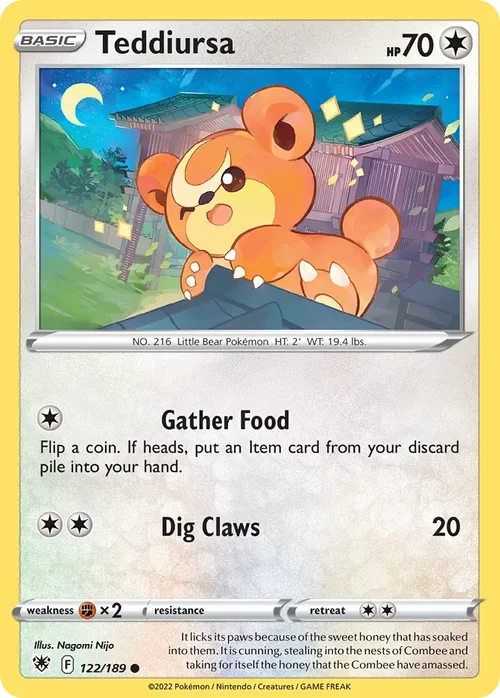 Teddiursa 122 Pokémon card from Astral Radiance set