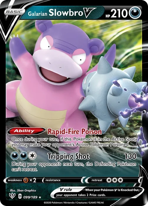 Galarian Slowbro V 99 Pokemon card from Darkness Ablaze set