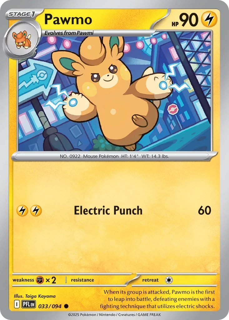 Pawmo 33 Pokémon card from Phantasmal Flames set