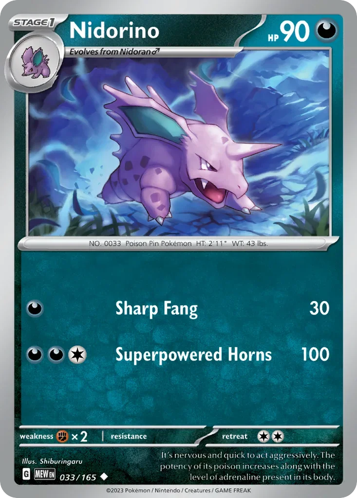 Nidorino 033 Pokémon card