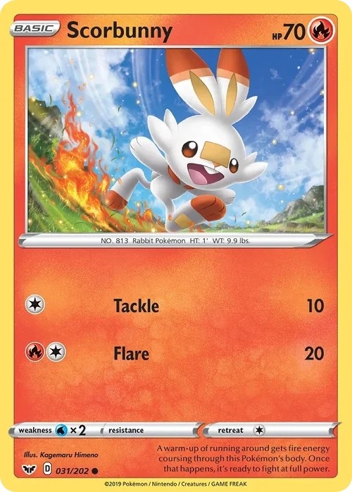 Scorbunny 31 Pokemon card from Sword & Shield set