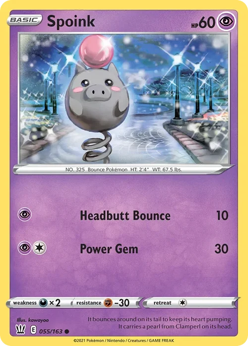Spoink 55 Pokemon card from Battle Styles set