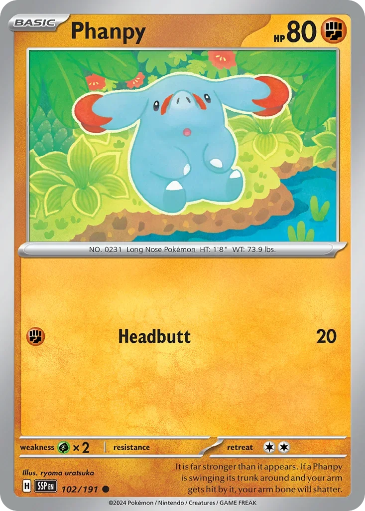 Phanpy 102/167 Pokemon card from Surging Sparks set