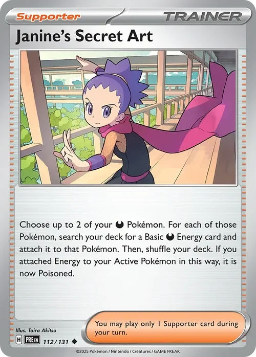 Janine's Secret Art 112 Pokemon card from Prismatic Evolutions set