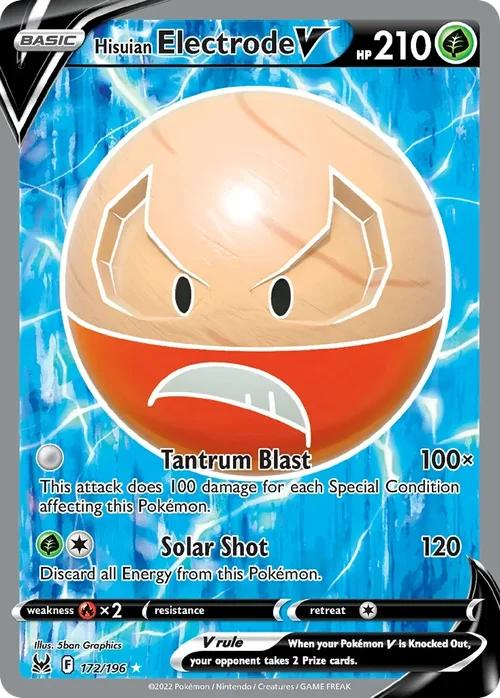 Hisuian Electrode V 172 Pokemon card from Lost Origin set