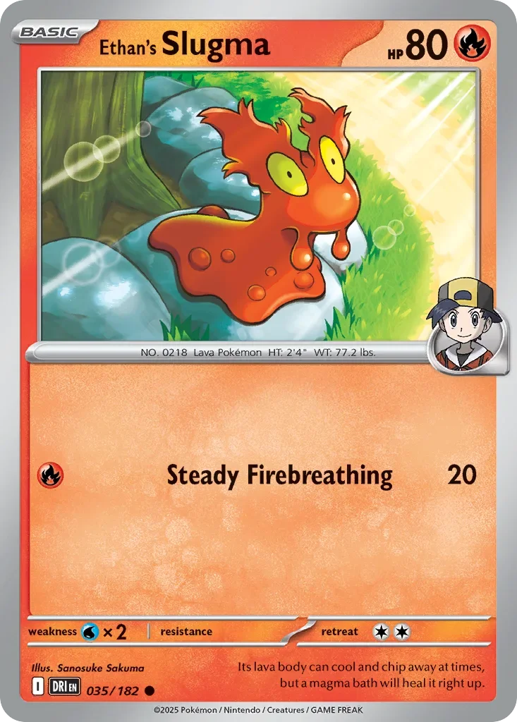 Ethan's Slugma 35 Pokemon card from Destined Rivals set