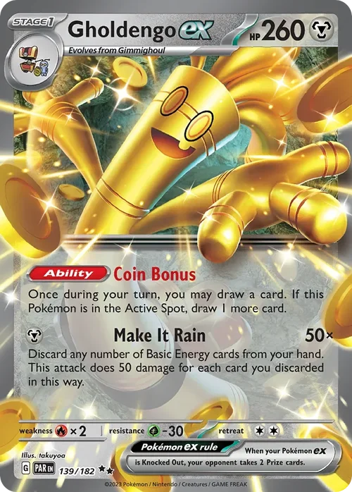 Gholdengo ex 139 Pokemon card from Paradox Rift set