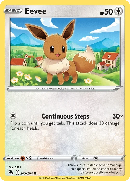 Eevee 205 Pokemon card from Fusion Strike set