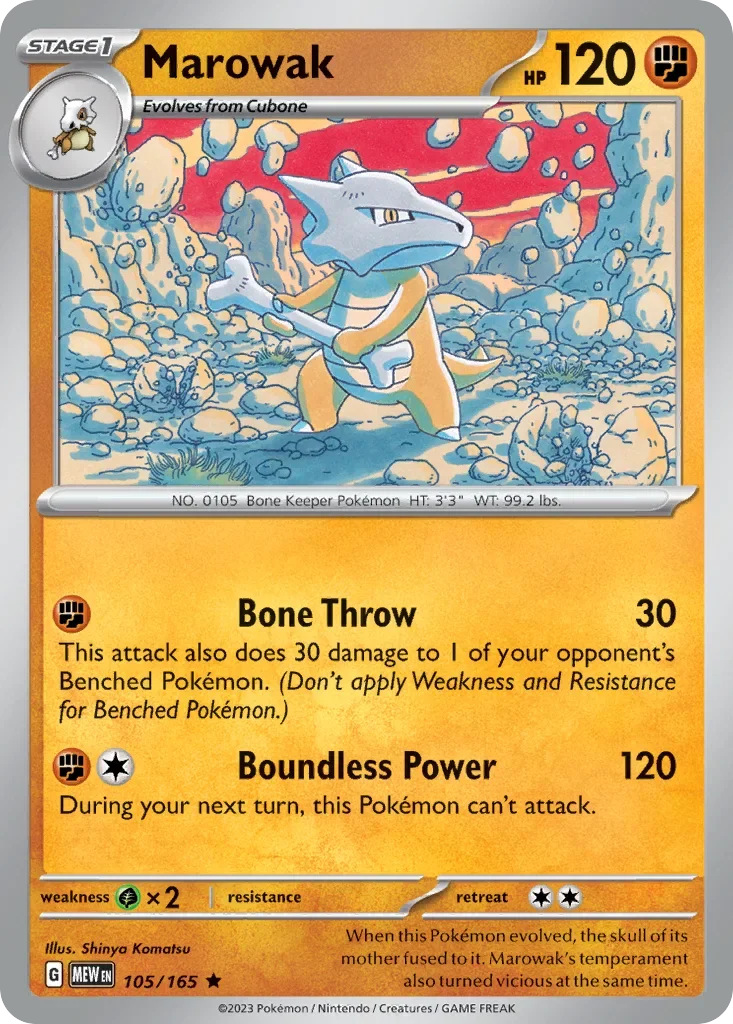 Marowak 105 Pokémon card