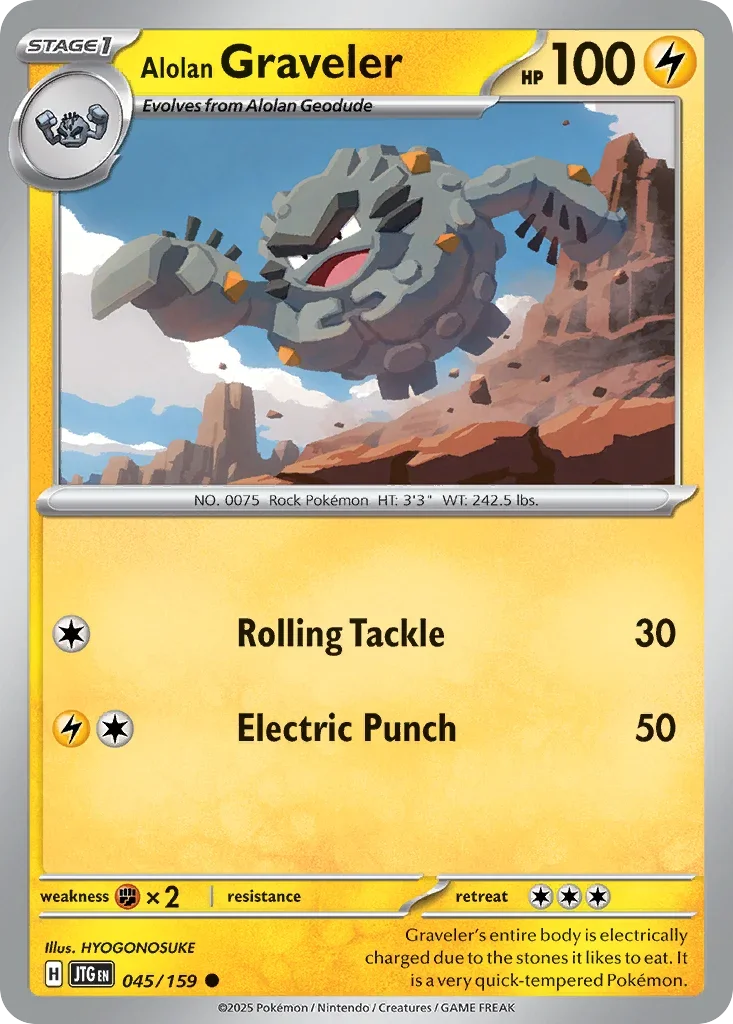 Alolan Graveler 45 Pokémon card from JTG set