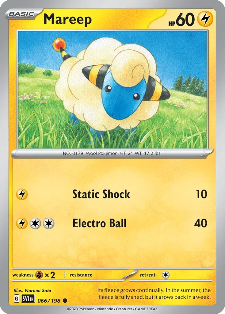 Mareep 66 Pokemon card from Scarlet & Violet set