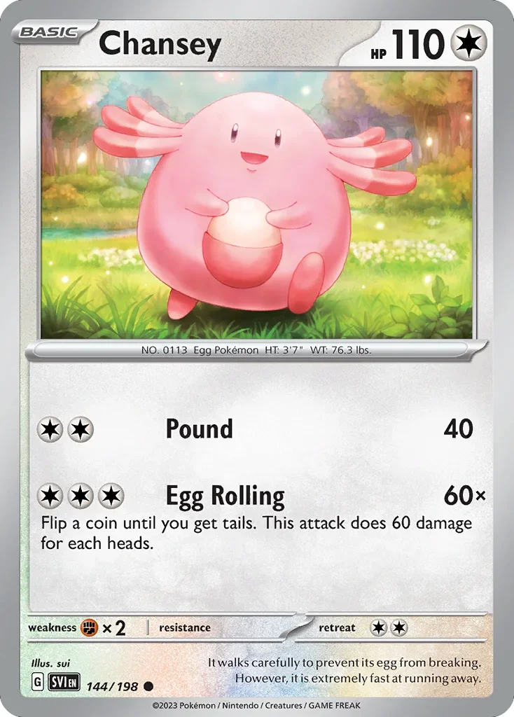 Chansey 144 Pokemon card from Scarlet & Violet set