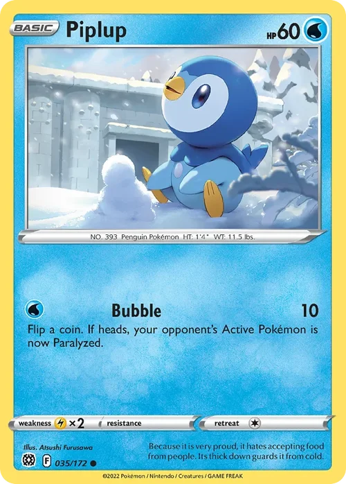 Piplup 035 Pokemon card from Brilliant Stars set