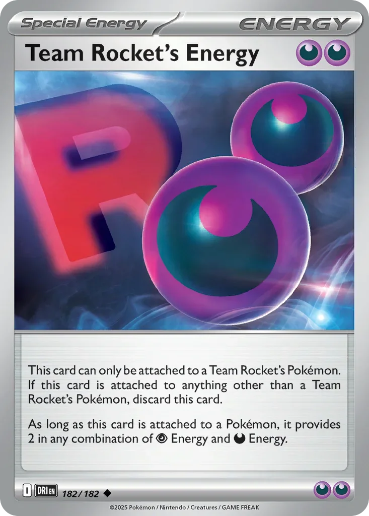 Team Rocket's Energy 182 Pokemon card from Destined Rivals set