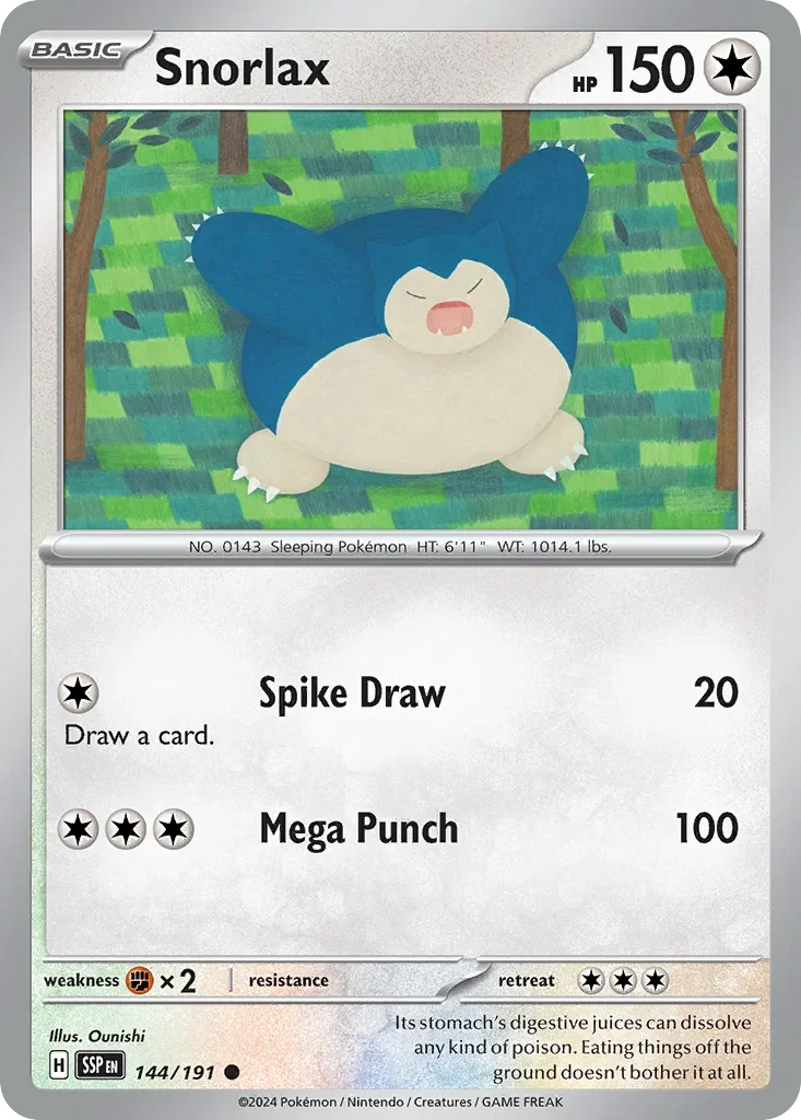 Snorlax 144/167 Pokemon card from Surging Sparks set