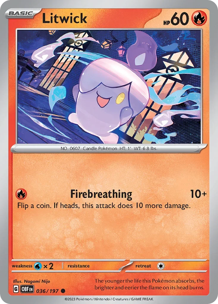 Litwick 36 Pokémon card from Obsidian Flames set