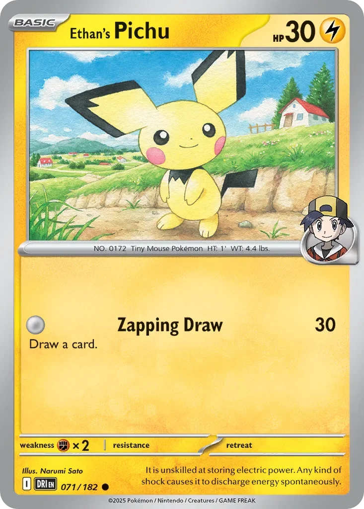 Ethan's Pichu 71 Pokemon card from Destined Rivals set