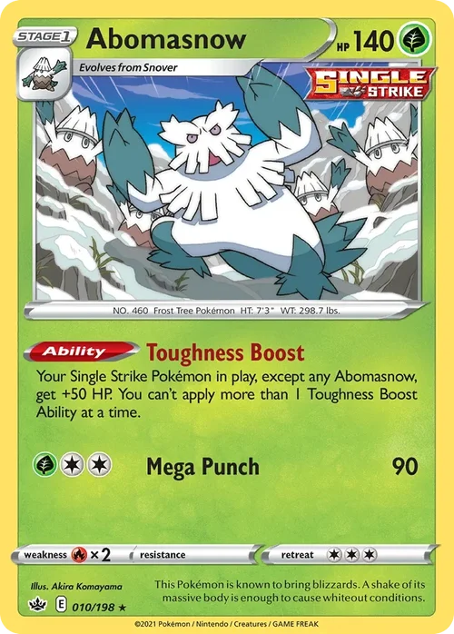 Abomasnow 10 Pokemon card from Chilling Reign set