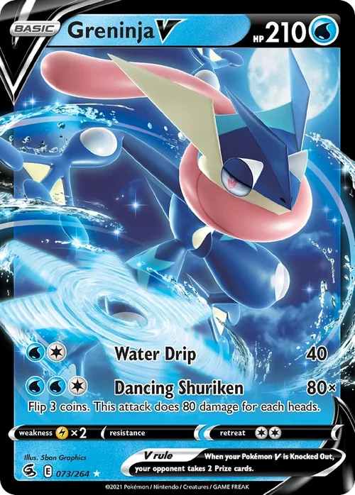 Greninja V 73 Pokemon card from Fusion Strike set