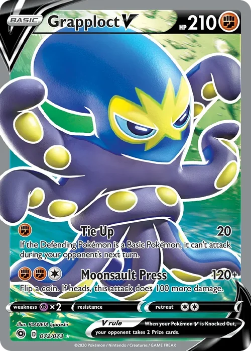 Grapploct V 72 Pokemon card from Champion's Path set