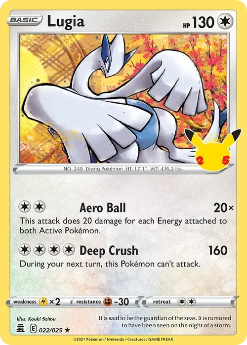 Lugia 22 Pokemon card from Celebrations set