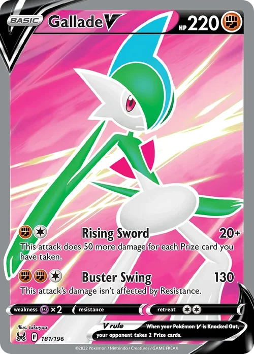 Gallade V 181 Pokemon card from Lost Origin set