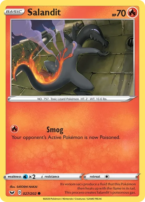 Salandit 27 Pokemon card from Sword & Shield set