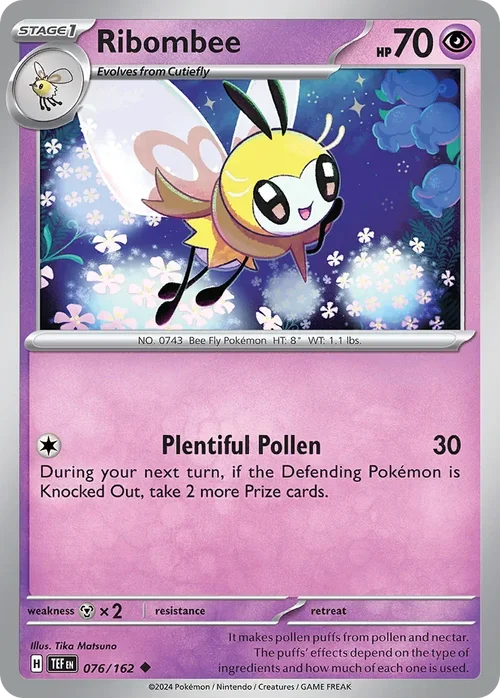 Ribombee 76 Pokemon card from Temporal Forces set