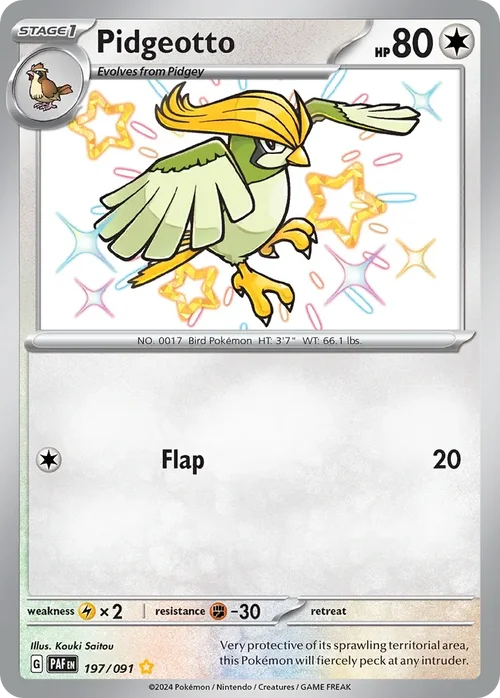 Pidgeotto 197 Pokemon card from Paldean Fates set