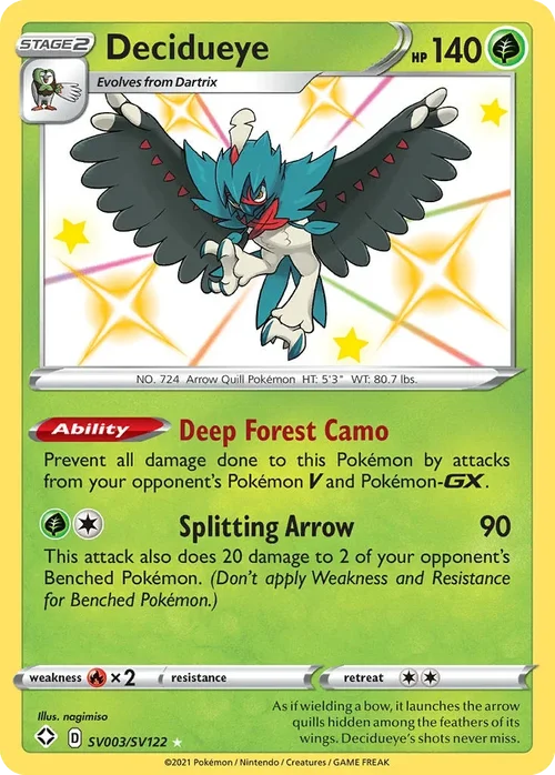 Decidueye SV003 Pokemon card from Shining Fates set