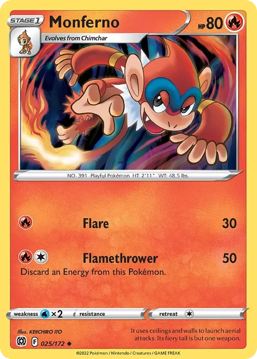 Monferno 025 Pokemon card from Brilliant Stars set