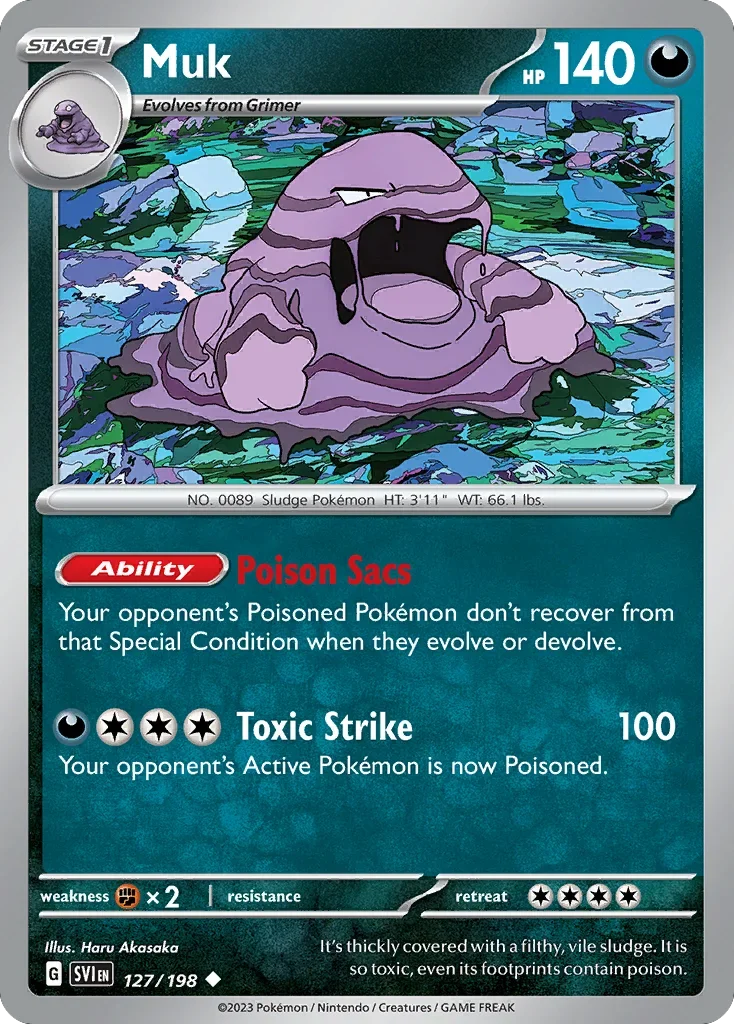 Muk 127 Pokemon card from Scarlet & Violet set